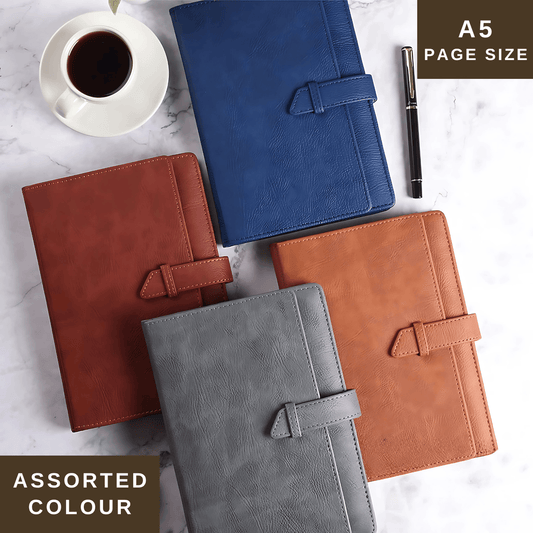 KARBD Organizer Notebook Diary with Belt Closure Flap (A5, 192 Pages, Colour may Vary)