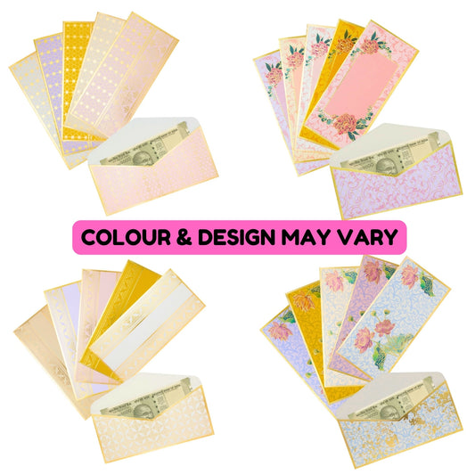 KARBD Cash Gifting Sagan Envelope Premium Quality - Pack of 10, Assorted Colour & Design