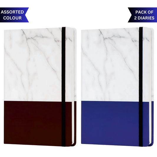 KARBD Marble Suede Notebook Single Line Diary (A5, 160 Pages, Pack of 2, Colour may vary)