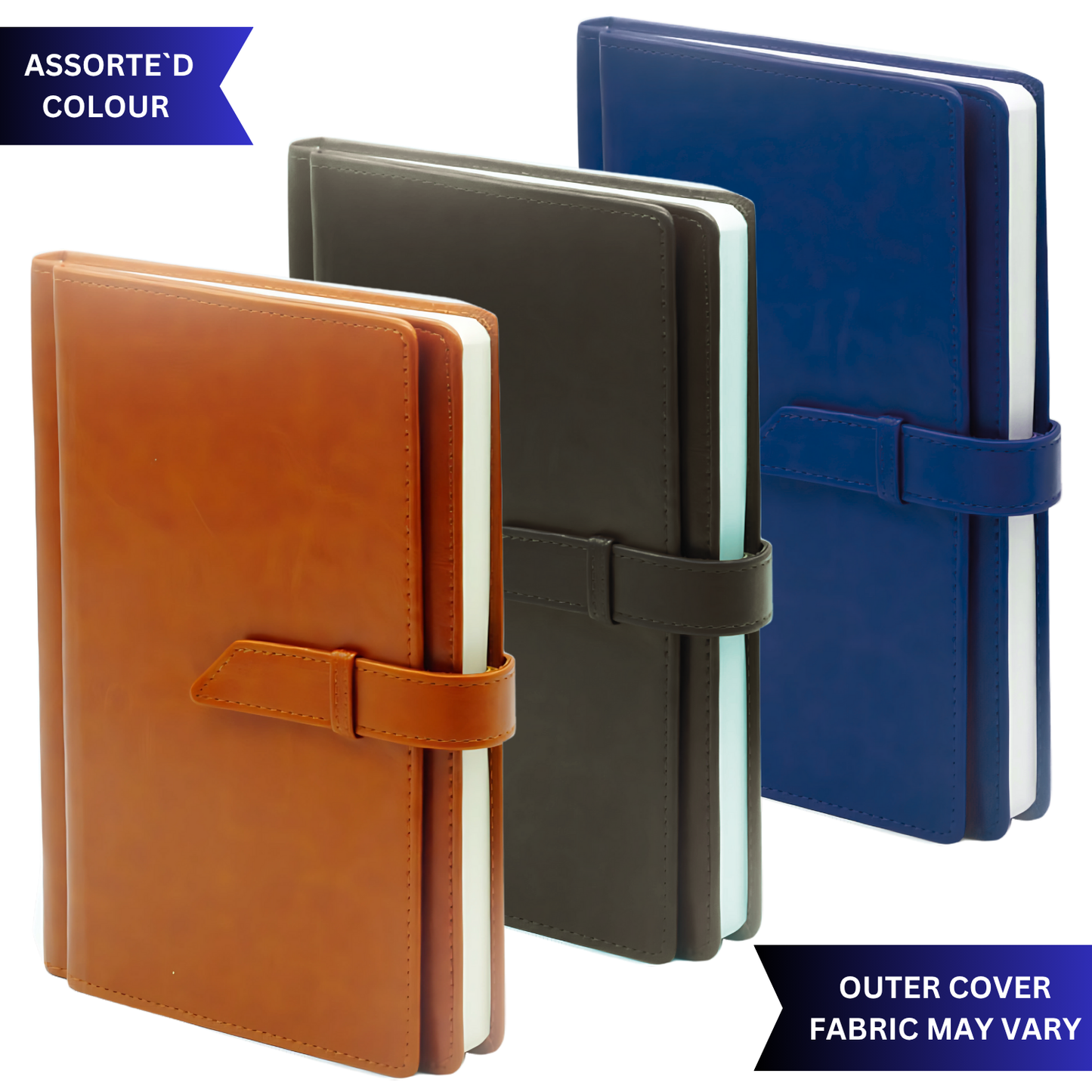 KARBD Organizer Notebook Diary with Belt Closure Flap (A5, 192 Pages, Colour may Vary)