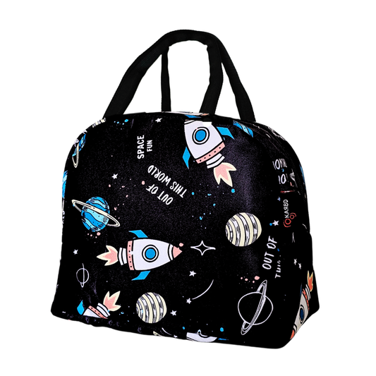 KARBD Insulated Lunch Box Bag with Aluminium Foil Insulation - Black Space Fun