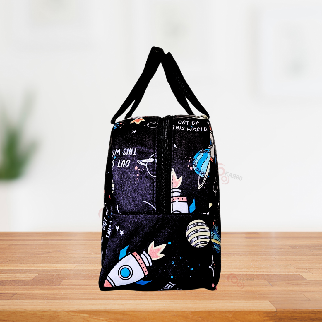 KARBD Insulated Lunch Box Bag with Aluminium Foil Insulation - Black Space Fun